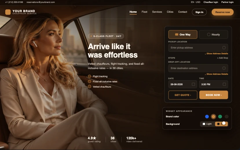 Customer booking website